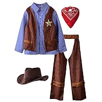 ReliBeauty Kids Cowboy Costume for Boys Cosplay Costumes Birthday Party Christmas Halloween Dress up Gift for Kids 5 Sets