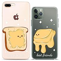 Matching Couple Cases Compatible for iPhone 15 14 13 12 11 Pro Max Mini Xs 6s 8 Plus 7 Xr 10 SE 5 Sweet You're My Butter Half Flexible BFF Cartoon Print Toast Slim fit Cute Clear Cover Design