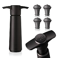Vacu Vin Wine Saver Pump Black with Vacuum Wine Stopper - Keep Your Wine Fresh for up to 10 Days - 1 Pump 4 Stoppers - Reusable - Made in the Netherlands