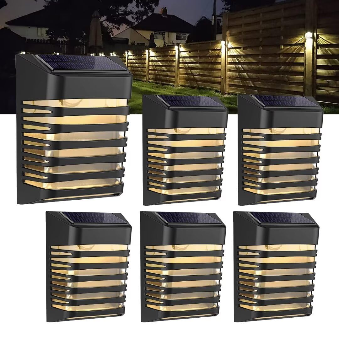 OOTDAY Solar Fence Light, IP65 Waterproof Solar Outdoor Lights with Breathing/Constant Mode, Garden Solar Lights Suitable for Fence, Yard, Stair, Path, Pool, Decoration, Pack of 6