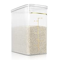 Rice Storage Container 20 Lbs, Crystal-Clear Large Food Container Rice Holder Bin with Measuring Cup for Flour, Sugar, Oatmeal, Kitchen Pantry Organization and Storage