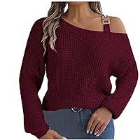 Women Off Shoulder Sweaters Sexy Trendy Knit Jumper Casual Long Sleeve Pullover Sweater Tops Fashion Blouse Shirt
