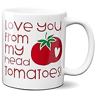 White Color Love You Coffee Mug Tomato Theme Lover Gift Cute Quote 11 oz Ceramic Cup