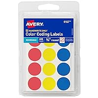 Avery Color-Coding Removable Labels, 3/4 Inch Round Labels, Assorted Colors, Non-Printable, 315 Dot Stickers Total (6167)