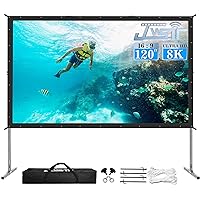 Projector Screen Outdoor,JWSIT 120 inch Outdoor Movie Screen-Upgraded 3 Layers PVC 16:9 Outdoor Projector Screen,Portable Video Projection Screen with Carrying Bag for Home Theater Backyard