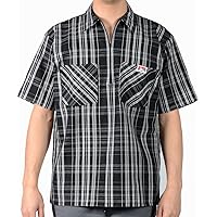 Ben Davis Men's Short Sleeve Plaid Half-Zip Work Shirt