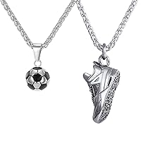 U7 Running Sneaker Shoe Necklace + Soccer Ball Necklace