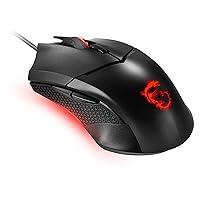 MSI Clutch GM08 Gaming Mouse, 4200 DPI, Optical Sensor, 3 Adjustable Weights, Red LED Lighting, Symmetrical Design, Black