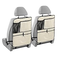 Beige Cream Kick Mats Back Seat Protector Waterproof Car Back Seat Cover for Kids Backseat Organizer with Pocket Protect from Mud Scratches Dirt, 2 Pack, Car Accessories