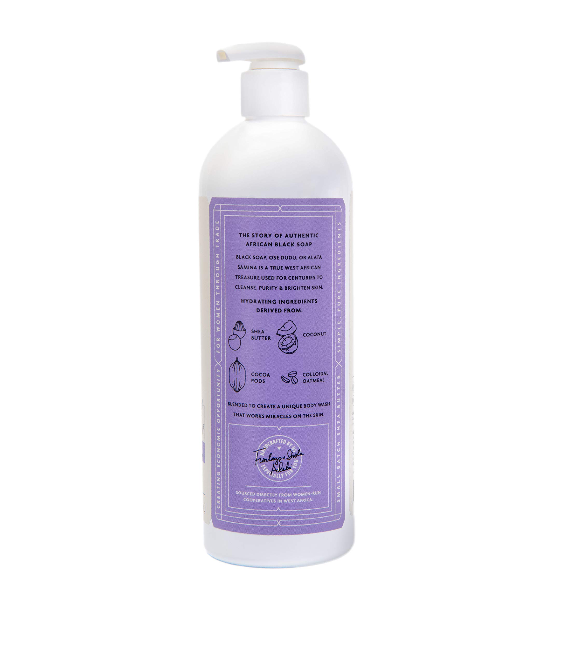 Shea Radiance African Black Soap Body Wash - Dry Skin, Eczema, Rashes, Blemish Cleanser | Lavender Rosemary (16 oz)