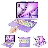 iPad Air 11 inch Keyboard Case (M2) 2024, Smart 360°Rotatable Keyboard Cover, Rainbow Backlit with Trackpad Keyboard, Apple Pencil Charging for iPad Air 5th/4th 10.9” & iPad Pro 11 4th/3rd/2nd/1st Gen