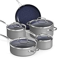 Nuwave Healthy Duralon Blue Ceramic Nonstick Coated 9pc Cookware Set, Scratch-Resistant Diamond Infused, PFAS Free, Induction Ready & Evenly Heats, Oven Safe, Tempered Glass Lids