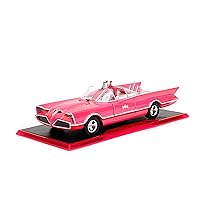 Pink Slips W7 1:24 Classic TV Series Batmobile Die-Cast Car w/Base, Toys for Kids and Adults(Pink)