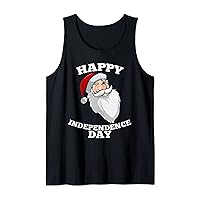 Happy Independence Day Funny Christmas In July Santa Claus Tank Top