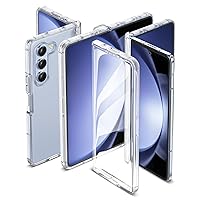 ORETECH for Samsung Galaxy Z Fold 5 Case, Samsung Z Fold 5 Case with [Built-in Screen Protector] [Hinge Protection] 2 in 1 Ultra Thin Transparent Flexible TPU Bumper Z Fold 5 Case - Matte Clear