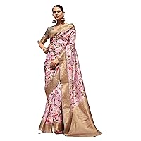 Traditional Indian Wear Women Handloom Silk Saree & Blouse Muslim Sari 5615