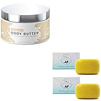 Natural Elephant Dead Sea Skin Renewal Duo: Sulfur Soap 2 pack & Body Butter Bundle