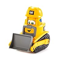 CAT Construction Toys, Junior Crew Construction Pals Bulldozer Educational Preschool Vehicle with Kid Vroom Sounds and Animated face. for Ages 2+