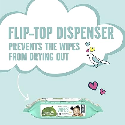 Seventh Generation Baby Wipes Sensitive Protection with Snap Seal Diaper Wipes 768 Count