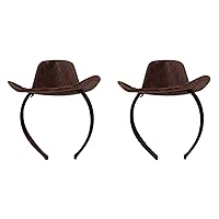 2 Piece Cowboy Hat Headband, One Size, Brown