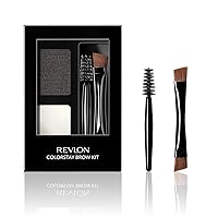 ColorStay Brow Kit, Includes Longwear Brow Powder, Clear Pomade, Dual-Ended Angled Tip Eyebrow Brush & Spoolie Brush, Soft Black (101), 0.08 oz