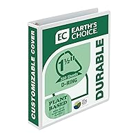 Samsill Earth's Choice, 1.5-Inch Durable D-Ring View Binder, Up to 25% Plant-Based Plastic, USDA Certified Biobased, Eco-Friendly, White