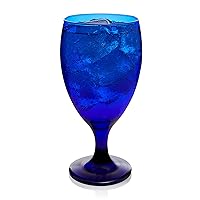 Libbey Premiere Cobalt Iced Tea Glasses, Stylish Cobalt Blue Drinking Glasses Set of 12, Dishwasher Safe Stemmed Water Goblets for Parties and More