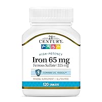 21st Century Iron 65 mg Ferrous Sulfate 325 mg Tablets, 120 Count