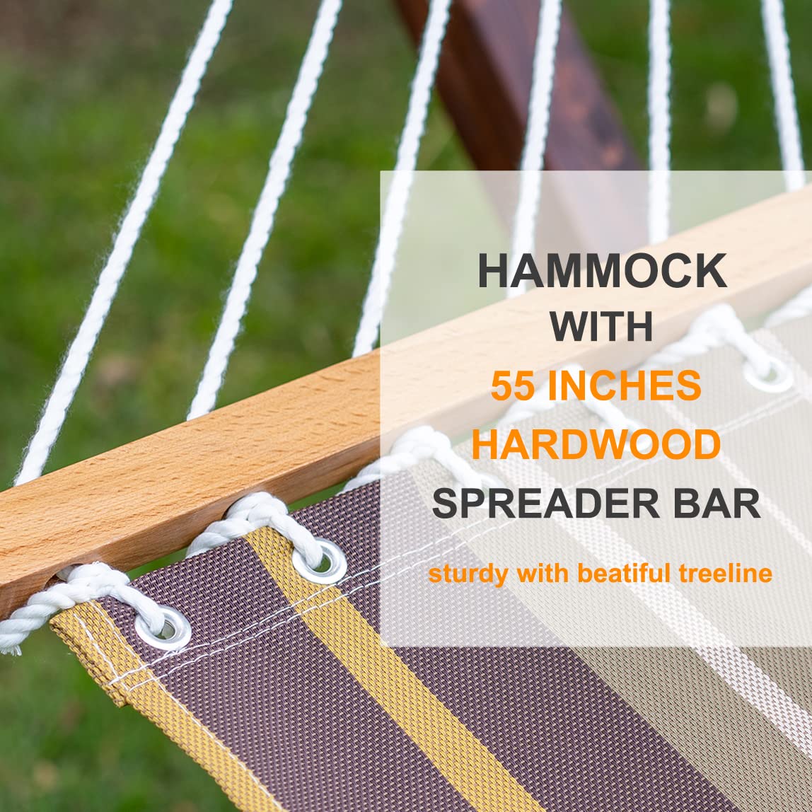 Lazy Daze Hammocks Quick Dry Hammock with Spreader Bar 2 Person Double Hammock with Chains Outdoor Outside Patio Poolside Backyard Beach 450 lbs Capacity Coffee