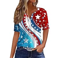 Fourth of July Tops T Shirts for Women Summer Color Cute Short Sleeve Printed Tops for Women 2024