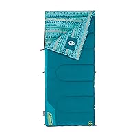Coleman Kids 50°F Sleeping Bag, Comfortable Youth Sleeping Bag for Sleepovers & Camping, Fits Children up to 5ft Tall, Glow in The Dark Design, Stuff Sack Included, Machine Washable