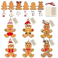 72 Sets Christmas DIY Art Craft Kits Gingerbread Men Ornaments Art Sets Winter Christmas Stickers Arts and Crafts Bulk for Kids Winter Holiday Xmas Theme Classroom Activities Party Decorations
