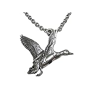 Flying Mallard Duck Bird Pendant Necklace