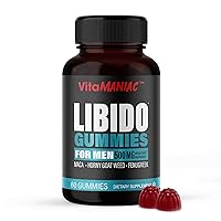 Libido Booster Gummies for Men, Horny Goat Weed, Fenugreek, and Maca Herbal Dietary Supplement, Testosterone Enhancer, Kosher and Vegetarian, 60 Gummies