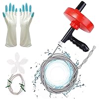DR.PEN 17FT Drain Auger, [Easy to Use & Highly efficient] Flexible Plumbing Snake Drain Clog Remover, Drain Clog Remover for Kitchen, Bathroom and Shower Sink, Comes with Work Gloves and Floor Drain