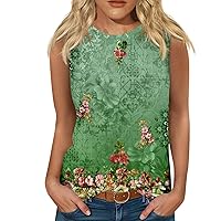Womens Fitted Tank Tops Floral Butterfly Gradient Prints Crew Neck Tank Tops Summer Top Casual Cami Shirts Blouses