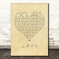 The Card Zoo L-O-V-E Vintage Heart Quote Song Lyric Wall Art Gift Print