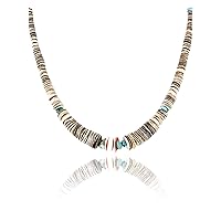 $200Tag Certified Silver Navajo Graduated Turquoise Native Necklace 790101-24 Made by Loma Siiva