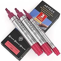 ARTEZA Acrylic Paint Markers, Pack of 3, A802 Fluorescent Peach, 1 Thin and 2 Thick, Chisel + Bullet Nib, Paint Pens for Canvas, Rock, Glass, Wood