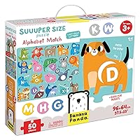 Banana Panda Suuuper Size Alphabet Match Puzzle - Large 50-Piece Floor Puzzle Includes Round Matching Elements for Learning ABCs and Animals, for Kids Ages 3-5 Years