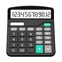 Calculator Office Basic Financial Calculator with 12 Digit LCD Display Solar and Battery Dual Power (Basic)