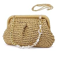 Straw Purses for Women Crossbody Bag Small Woven Clutch Summer Beach Handbags Dumpling Bag With Chain