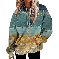 Hoodies Y2K, Women'S Fashion Daily Versatile Casual Crewneck Sweatshirts Graphic Long Sleeve Gradient Patchwork Printed Top Sweatshirts Womens Clothing For Jackets Hoodies (XL, Ginger)