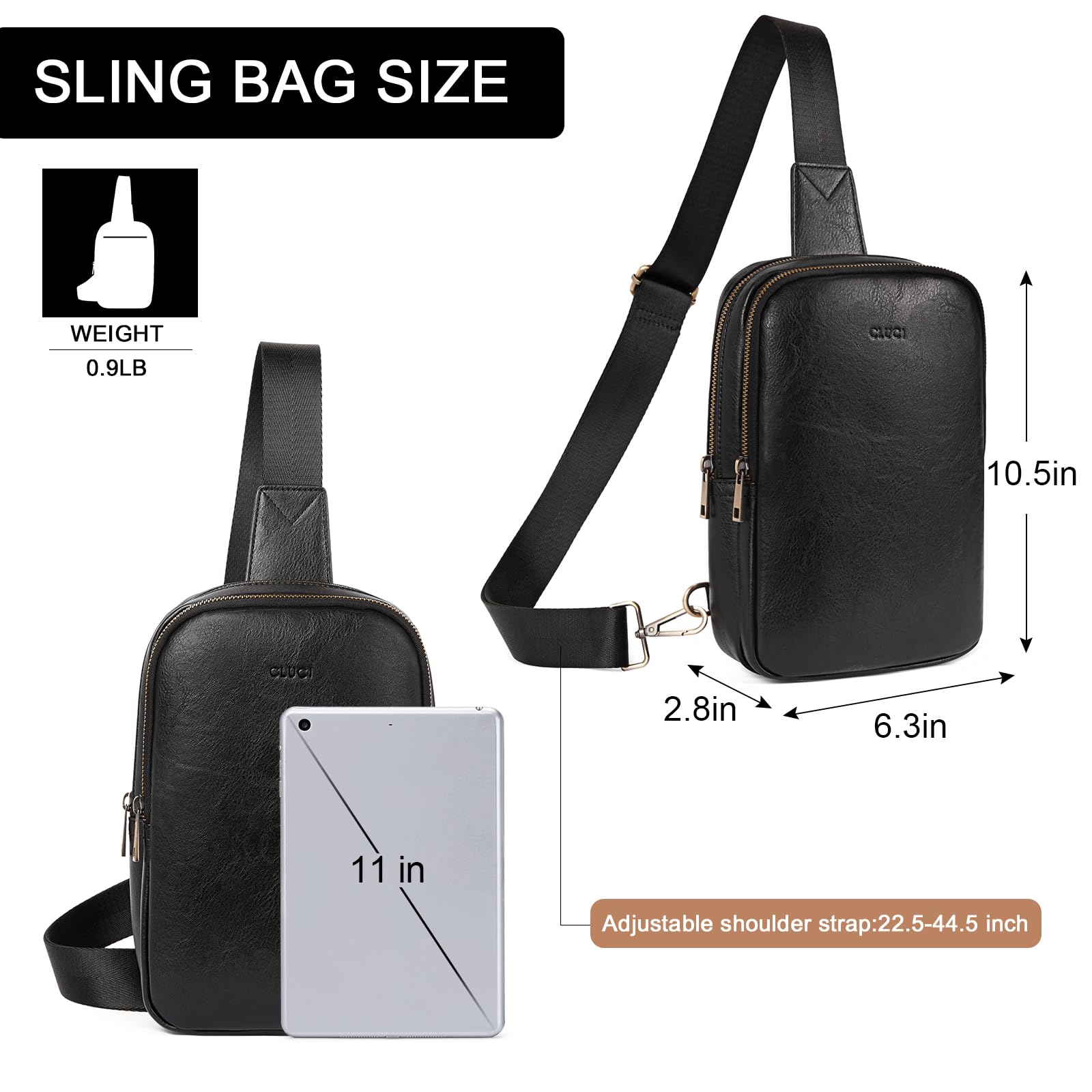 CLUCI Sling Bag for Women Crossbody Purse Large Leather Cross Body Bag Women Sling Backpack for Travel Trendy