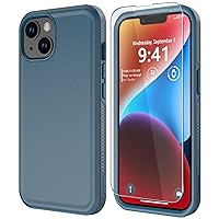 Diverbox for iPhone 14 case [Shockproof] [Dropproof] [Tempered Glass Screen Protector ],Heavy Duty Protection Phone Case Cover for Apple iPhone 14 (Blue-2in1)