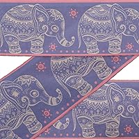 Purple Aztec & Tribal Elephant Animal Velvet Trim Fabric Sewing Fabric Lace Dressmaking Printed Sewing Lace 9 Yards 2 Inches