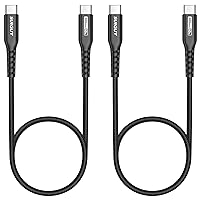2FT USB C to USB C Cable, 2-Pack 60W USBC to USBC Fast Charger Cable for iPhone 15/15 Plus/15 Pro/15 Pro Max, Galaxy S23/S22 Ultra/Z Fold, iPad Pro/Air 2020, MacBook Air/Pro, PS5 (Black)