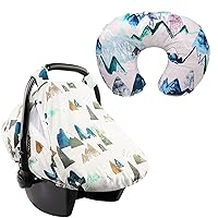 TANOFAR Baby Carseat Cover & Nursing Pillow Covers, Summer Cozy Sun & Warm Cover, Breastfeeding Pillow Slipcover,Mountains