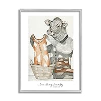 Stupell Industries Funny Laundry Cow Phrase Gray Framed Giclee Art Design by Cindy Jacobs