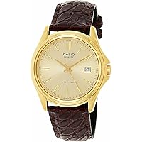 Casio MTP1183Q-9A Men's Gold Tone Gold Dial Leather Band Analog Date Watch